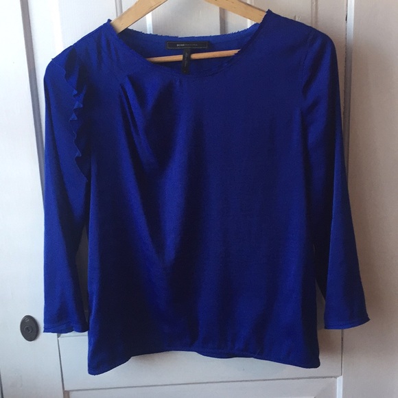 BCBG royal blue silk 3/4 sleeve top - Picture 1 of 4